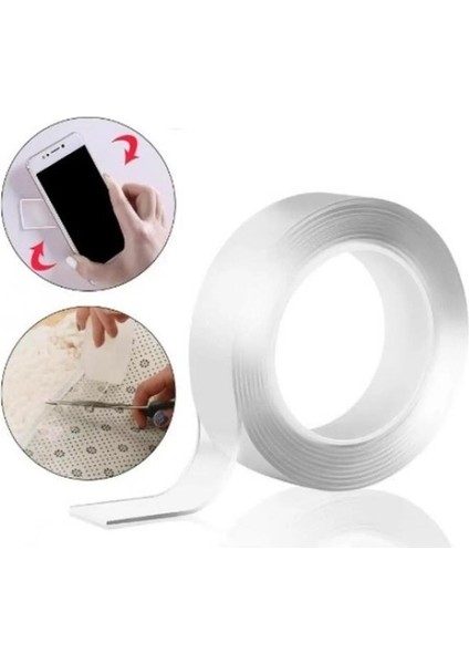 1 Metre 3 cm Çok Amaçlı Çift Taraflı Süper Güçlü Yıkanabilir Nano Jel Bant