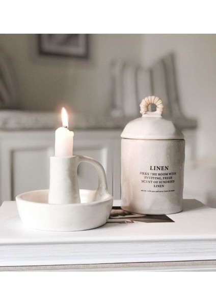 Beyaz Vintage Kulplu Mumluk 10 x 2’ cm fiyatları