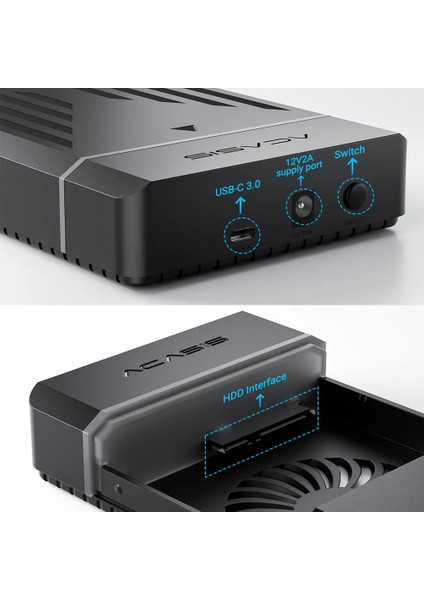 EC5351C - 2.5/3.5" 24TB SATA Disk Destekli, RGB Tasarım, USB 3.0, 6Gbps Aktarım Hızı, Kolay Kurulum Vidasız Montaj Disk Kutusu