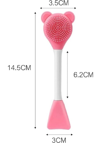 Ayıcık Fonksiyonel Cilt Bakım Fırçası ve Maske Spatulası Yüz Temizleme Masaj Fırçası