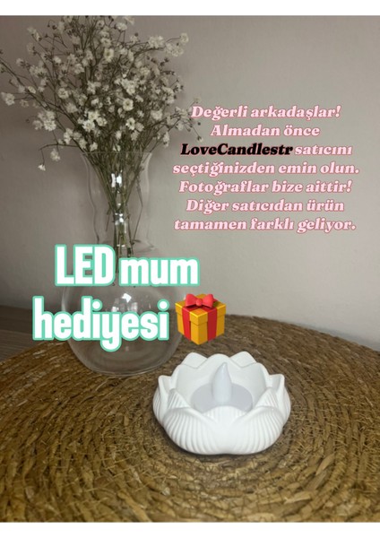 Beyaz Çiçek Mumluk, Lotus Mumluk, Ogranizer, Dekoratif Obje, LED Mum Hediye fırsatları