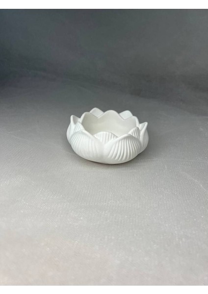 Beyaz Çiçek Mumluk, Lotus Mumluk, Ogranizer, Dekoratif Obje, LED Mum Hediye indirimleri