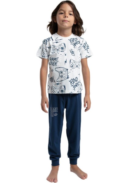 Rolypoly Erkek Çocuk Beyaz Pijama Takım 3540-2