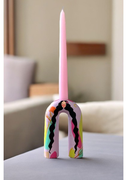 Dekoratif Mumluk ve Şamdan | Rapunzel | El Yapımı | 13 x 9 cm | Lila | Unique | Artistic