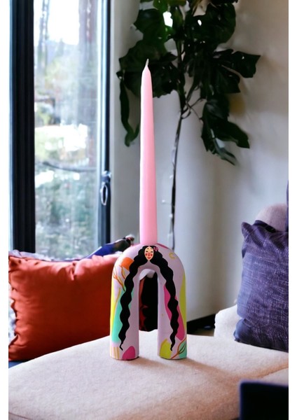 Dekoratif Mumluk ve Şamdan | Rapunzel | El Yapımı | 13 x 9 cm | Lila | Unique | Artistic modelleri