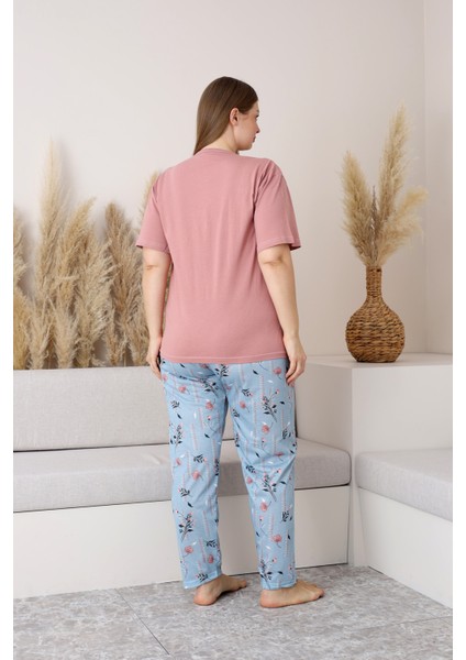 %100 Pamuk Büyük Beden Kısa Kol Kadın Pijama Takımı modelleri