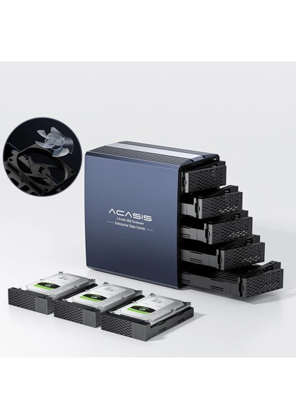 EC7355 - 5x 2.5/3.5 SATA HDD Takılabilen, 100TB Toplam Kapasite Desteği, 8 RAID Modu, 96W Güç Kaynağı, Dahili Turbo Fanlı RAID Disk İstasyonu