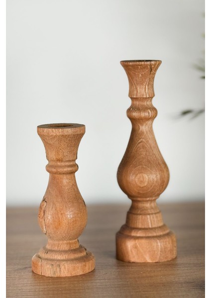 Mumluk Şamdan Ahşap Mumluk 2 Li 1258