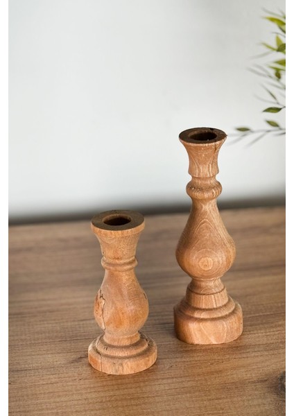 Mumluk Şamdan Ahşap Mumluk 2 Li 1258