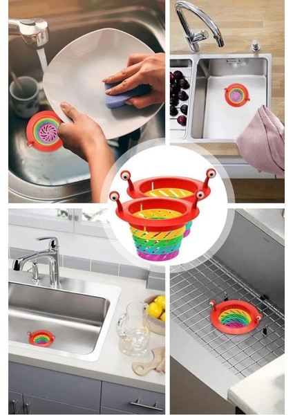 Katlanır Evye Lavabo Gider Filtresi Mutfak Süzgeci 6 Kademeli Renkli Süzgeç Küvet Plastik fırsatları