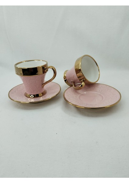 2 Kişilik Porselen Nescafe Fincanı Pembe Renk
