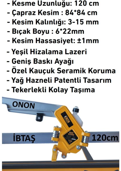 Onon Long 120 Lazerli Kesim Uzun Seramik Granit Fayans Kesme Makinası 1200MM fiyatları