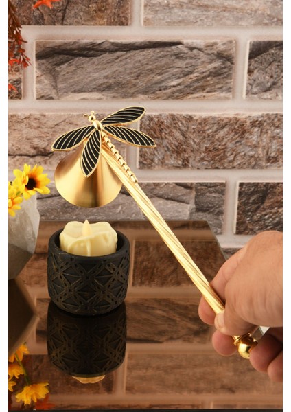 Yusufcuk Figürlü Mum Söndürme Aleti Metal Mum Söndürücü Altın Renk - Siyah Mine