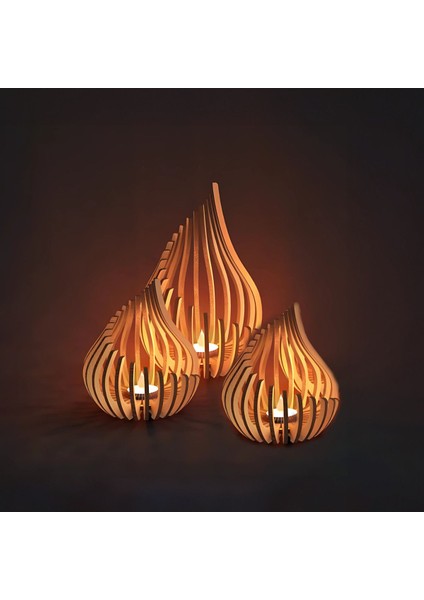 Damla 3'lü Tealight Mumluk Şamdan