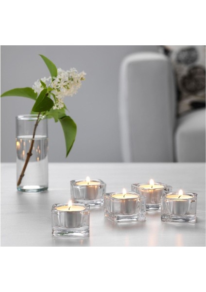 Mumluk 5 Adet Tealıght Mum Tabağı Ikea 5x5 cm Cam A Kalıte