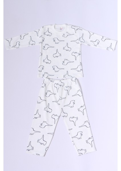 Bebek Pamuk Pijama Takımı Tenkli Baskılı Bisiklet Yaka A2