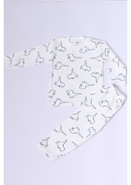 Bebek Pamuk Pijama Takımı Tenkli Baskılı Bisiklet Yaka A2