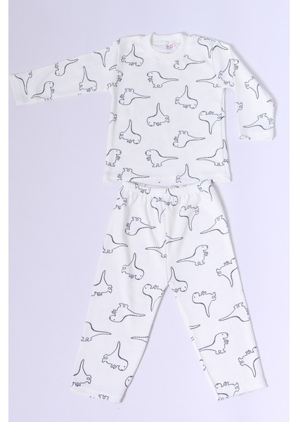 Bebek Pamuk Pijama Takımı Tenkli Baskılı Bisiklet Yaka A2