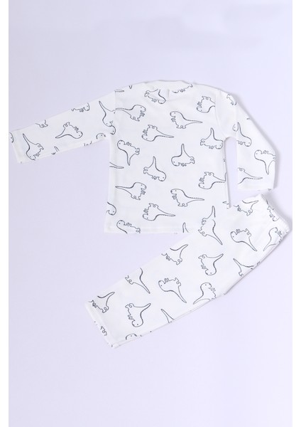 Bebek Pamuk Pijama Takımı Tenkli Baskılı Bisiklet Yaka A2