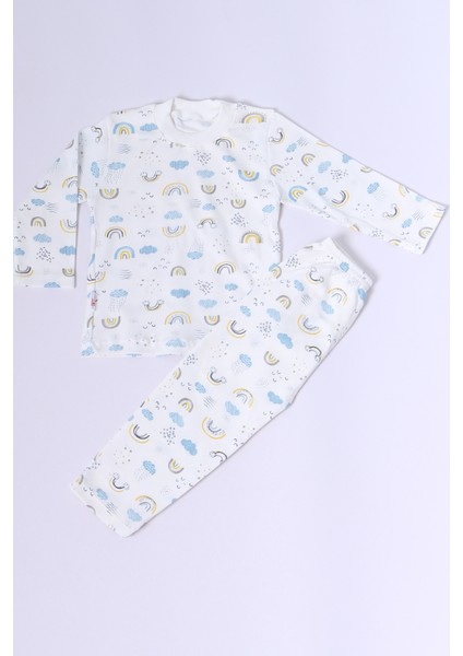 Bebek Pamuk Pijama Takımı Tenkli Baskılı Bisiklet Yaka A2