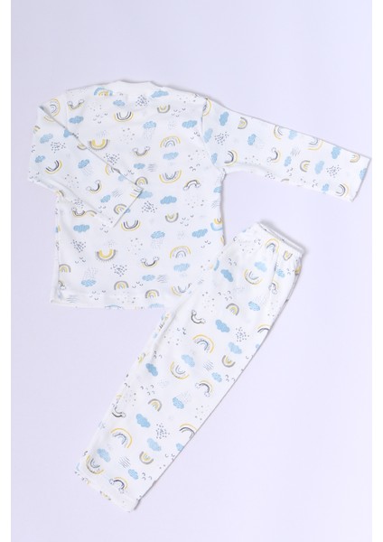 Bebek Pamuk Pijama Takımı Tenkli Baskılı Bisiklet Yaka A2