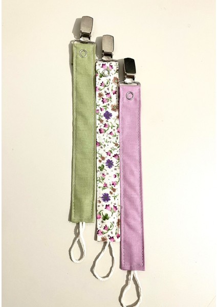 - 3lü Set PAMUK Bebek Emzik Askısı- Emzik Tutacağı