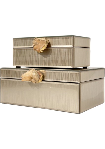 Vizon Doğal Taşlı Cam Kutu Set modelleri