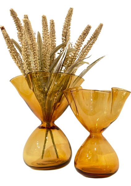 Marbelle Amber Boğumlu Cam Vazo Küçük indirimleri