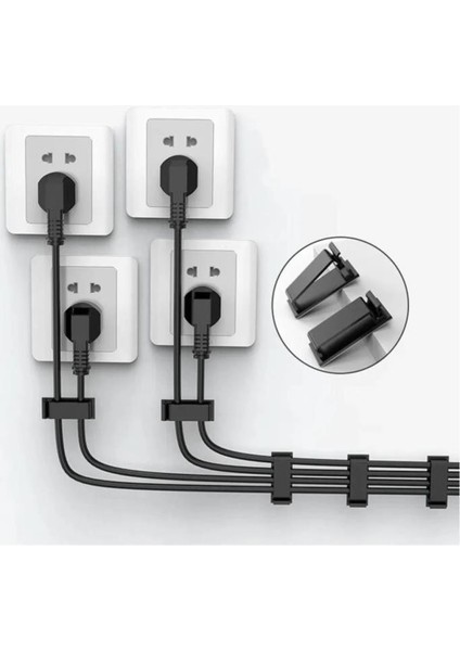 4 Adet Siyah Yapışkanlı Kablo Düzenleyici Tutucu Klips USB Elektrik Şarj Kablosu Bağı Kelepçesi indirimleri