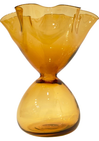 Marbelle Amber Boğumlu Cam Vazo Büyük