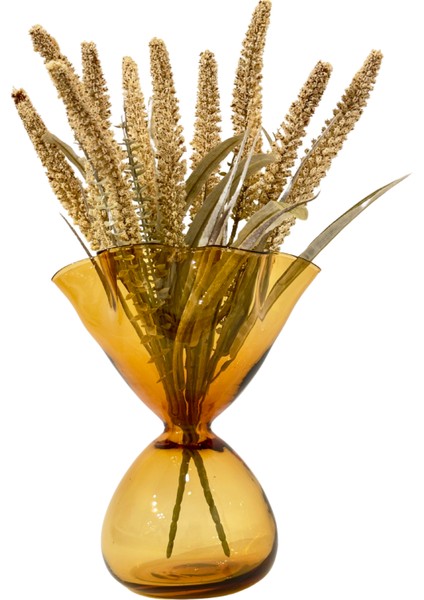 Marbelle Amber Boğumlu Cam Vazo Büyük fırsatları