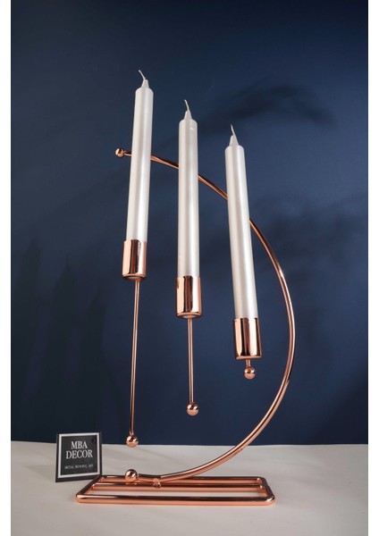 Nota Model Metal 3 Lü Şamdan Üçlü Mumluk Dekoratif Mumluk 25 cm Parlak Bronz Kaplama Ev Dekorasyon fırsatları