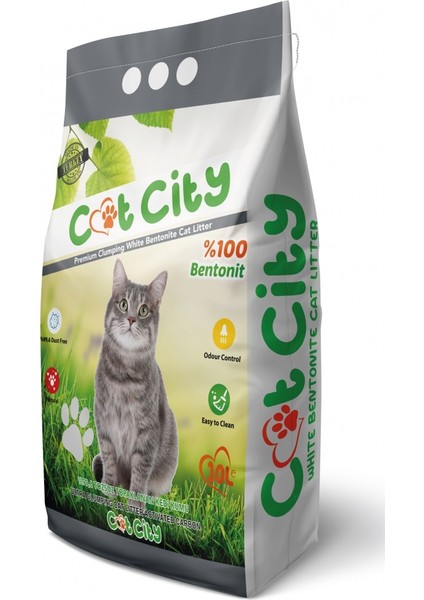 Cat City Doğal Bentonit Topaklanan Kedi Kumu 10 Lt Aktif Karbonlu