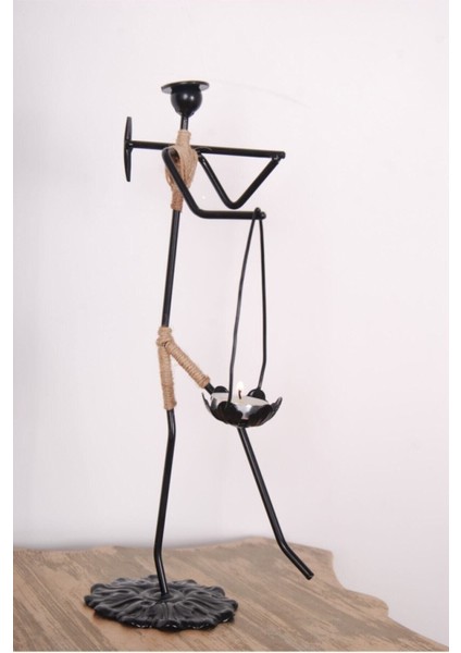 Metal Siyah Dekoratif Kadın Figürü Mumluk fiyatları