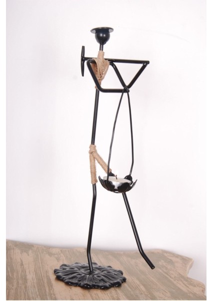 Metal Siyah Dekoratif Kadın Figürü Mumluk modelleri