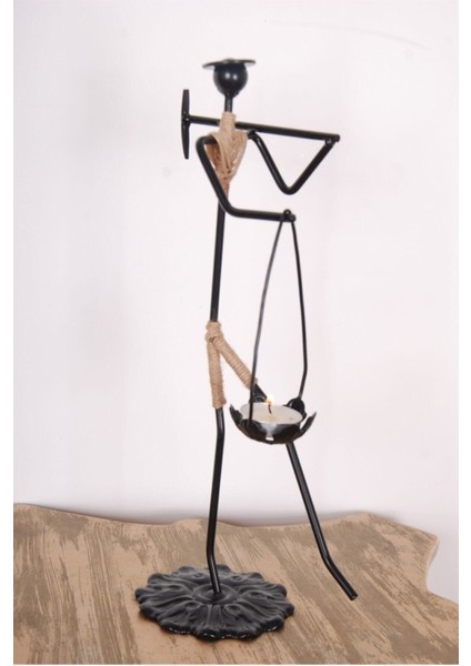 Metal Siyah Dekoratif Kadın Figürü Mumluk fırsatları