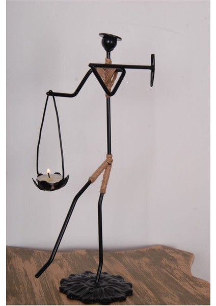 Metal Siyah Dekoratif Kadın Figürü Mumluk indirimleri