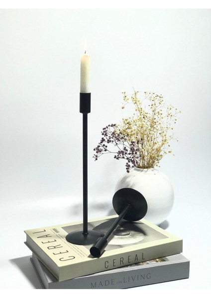 Siyah Metal Çubuk 2'li Şandan &mumluk fiyatları