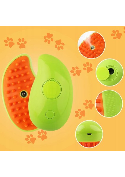 1 Adet Şarjlı Buharlı Kedi Köpek Silikon Yumuşak Uçlu Evcil Hayvan Tarağı Fırçası
