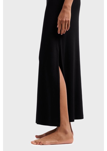 Relaxed Fit Bisiklet Yaka Yırtmaçlı Midi Boy Plaj Elbisesi Bayan Plaj Elbisesi EW000784 AF12192 UC001