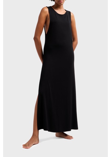 Relaxed Fit Bisiklet Yaka Yırtmaçlı Midi Boy Plaj Elbisesi Bayan Plaj Elbisesi EW000784 AF12192 UC001