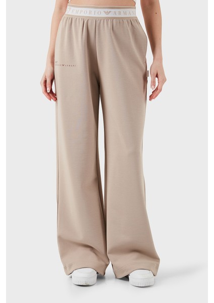 Wide Leg Yüksek Bel Bol Paça Logolu Pantolon Bayan Pantolon 7W000281 AF12501 U6155