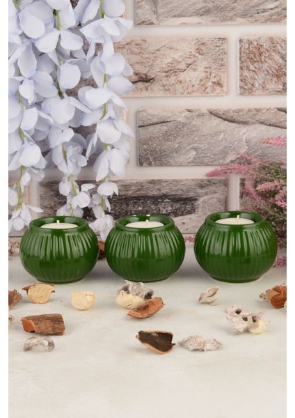 Angdesign Bodrum 3'lü Seramik Mumluk-Yeşil modelleri