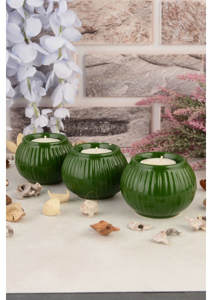 Angdesign Bodrum 3'lü Seramik Mumluk-Yeşil fırsatları