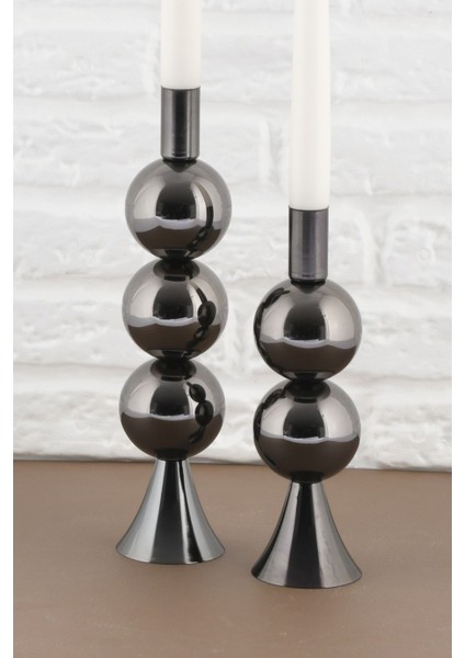 Elit 2'li Şamdan Seti Platin Renk Dekoratif Metal Mumluk modelleri