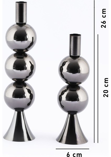 Elit 2'li Şamdan Seti Platin Renk Dekoratif Metal Mumluk fırsatları