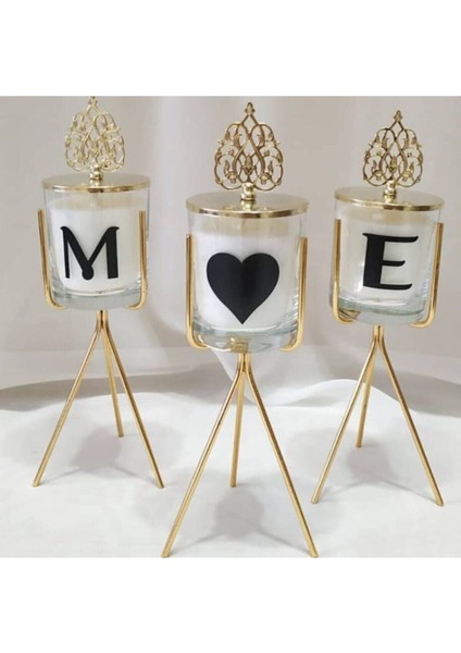 Hediyelik Harfli 3 Lü Ayaklı Özel Tasarım Mum