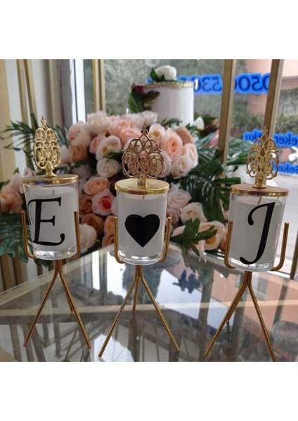 Hediyelik Harfli 3 Lü Ayaklı Özel Tasarım Mum modelleri