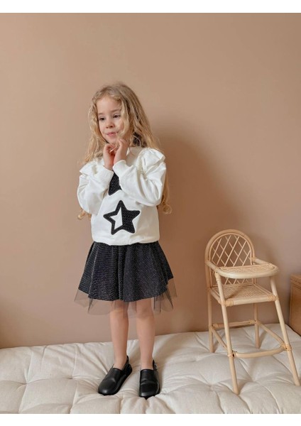 Yigit Butik Simli Tül Etekli Kız Çocuk Alt Üst Takım modelleri