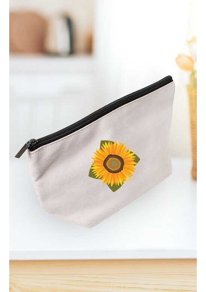 Bez Çanta Kalemlik - Ay Çiçegi